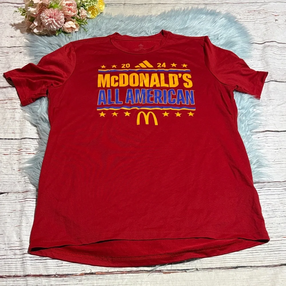 Adidas McDonald's All American Red Short Sleeve Tee Shirt sz M